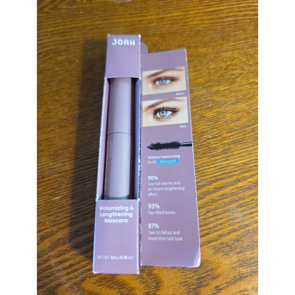 Joah Voluming & Lengthening Mascara .29 Oz W Volume Max Brush Blackest Black New